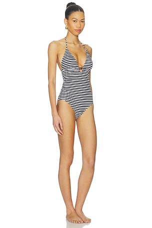 L'AGENCE Leila One Piece Swimsuit in Black,White