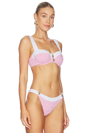 L'AGENCE Alexandria Bikini Top in Pink. Size XL. Also
