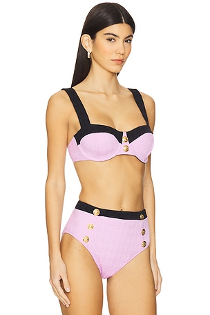 L'AGENCE Alexandria Colorblock Chic Bikini Top in Lavender