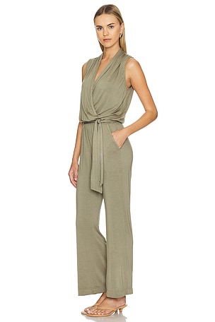 LA Made Haven Wrap Front Jumpsuit in Sage