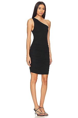 LA Made Mulholland One Shoulder Tank Dress in Black