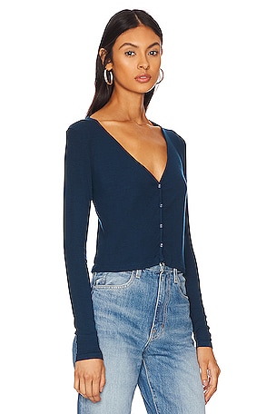 LA Made Sweet V Cardigan in Navy