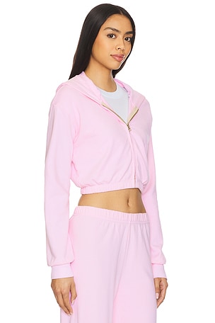 LA Made Zip Up Crop Hoodie in Pink