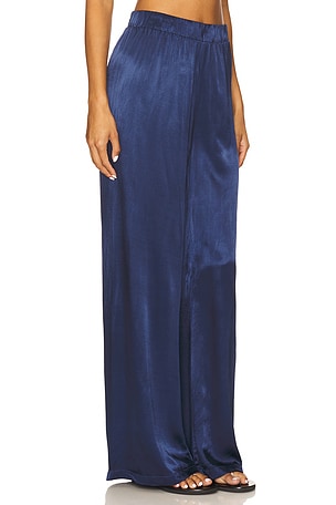 LA Made Call Chill Silky Wide Leg Long Pant in Navy