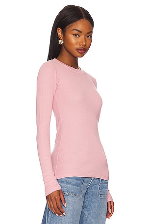 LA Made Long Sleeve Crew Neck Top in Rose