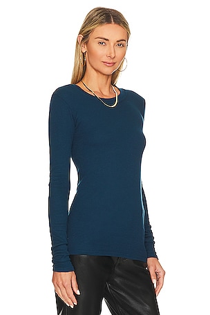 LA Made Long Sleeve Crew Neck Top in Blue
