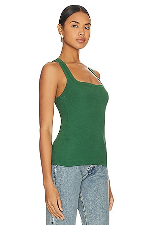 LA Made Valeria Square Neck Cinch Tank in Dark Green