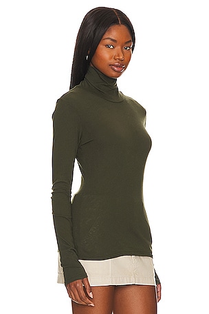 LA Made Roosevelt Turtleneck Tee in Olive