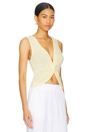 LA Made Caspian Twist Front Mesh Top in Yellow