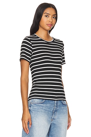 LA Made Classic Stripes Crew Neck Tee in Black