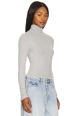 LA Made Felix Crop Turtle Neck in Light Grey