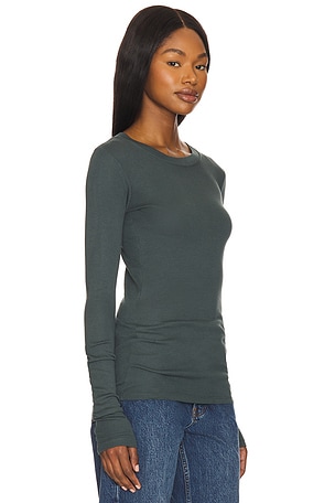 LA Made Long Sleeve Crew Neck Top in Dark Green