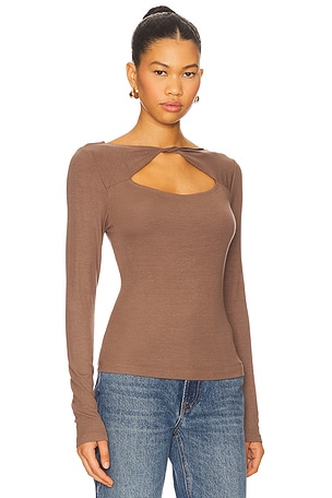 LA Made Kimi Long Sleeve Top in Brown