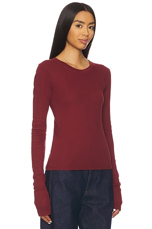 LA Made Long Sleeve Thermal Tee in Burgundy