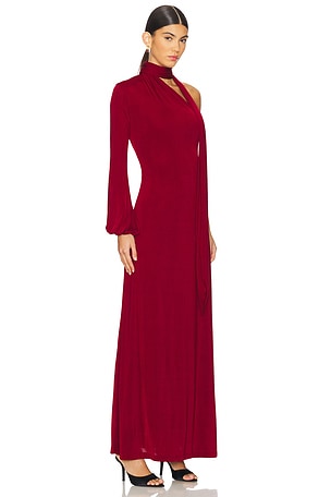 Leslie Amon Scarf Maxi Dress in Burgundy