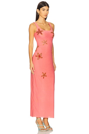 Leslie Amon Starfish Maxi Tank Dress in Orange