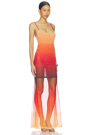 Leslie Amon ROBE SUNSET en Orange,Rouge