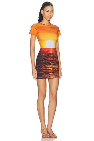 Leslie Amon Sunset T Shirt Dress in Orange