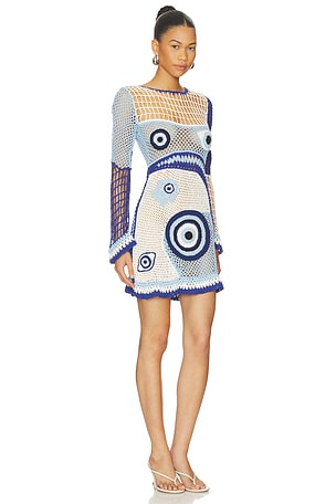 Leslie Amon Dream Evil Eye Mini Dress in White