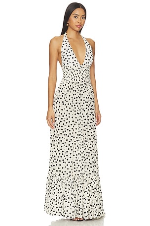 Leslie Amon Ari Halter Maxi Dress in White