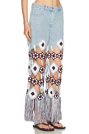 Leslie Amon Belma Crochet Jean en Baby Bleu