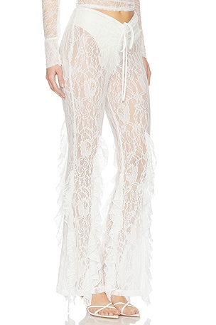 Leslie Amon Ruffle Pants in White