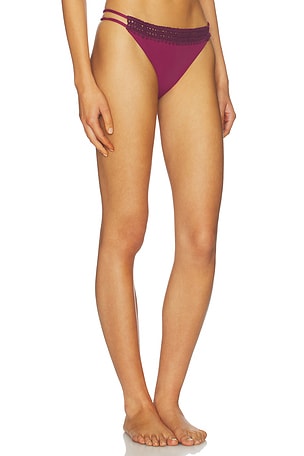 Leslie Amon Garis Trim Bikini Bottom in Burgundy