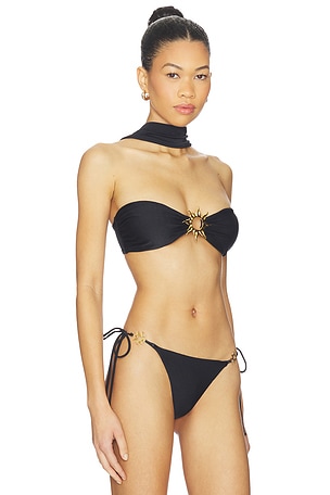 Leslie Amon Sun Bandeau Neck Bikini Top in Black