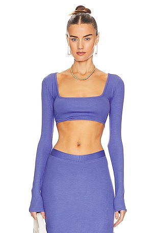 Lama Jouni Long Sleeve Cropped Top in Purple REVOLVE