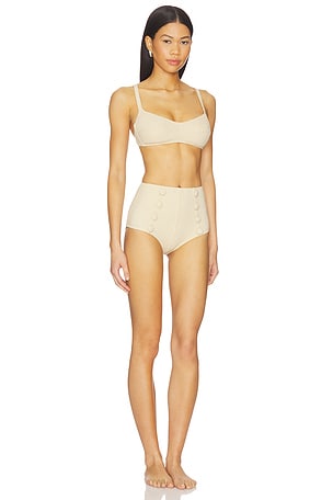 Lisa Marie Fernandez Balconette High Waist Bikini Set in Cream
