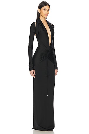 LaQuan Smith Deep Plunge Gown in Black
