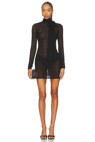 Cross Grain Dress With Pussybow Detail LaQuan Smith