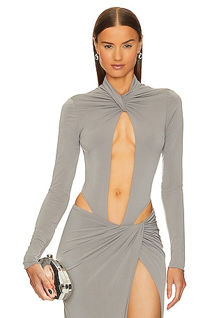 Keyhole Bodysuit With Ruched Neck Detail LaQuan Smith