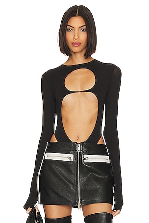 Long Sleeve Bodysuit with Chest Cutout LaQuan Smith