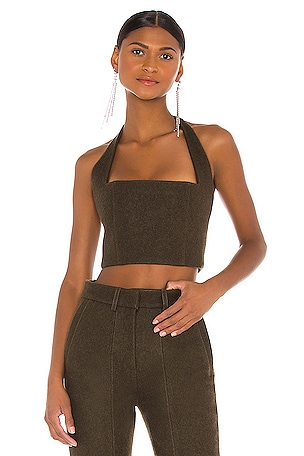 LaQuan Smith Caitlyn Halter Top in Hunter Green