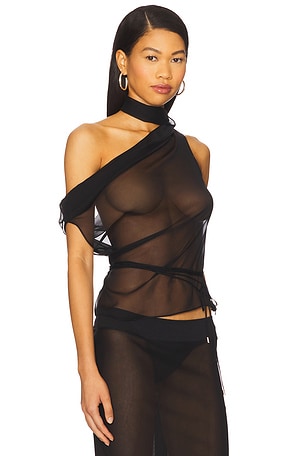 LaQuan Smith Scarf Top in Black