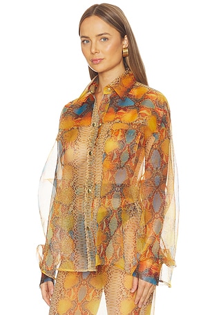 LaQuan Smith Oversized Boyfriend Shirt in Orange