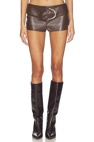 x REVOLVE Halima Faux Leather Belted Hot Short LAMARQUE