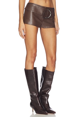 LAMARQUE x REVOLVE Halima Faux Leather Belted Hot Short in Chocolate