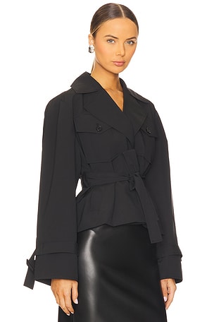LAMARQUE Quinn Cropped Trenchcoat in Black