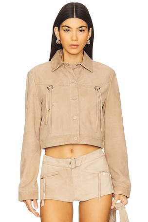 LAMARQUE X Revolve Luna Cropped Jacket in Beige