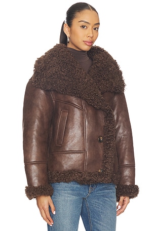 LAMARQUE Demi Faux Fur Jacket in Brown