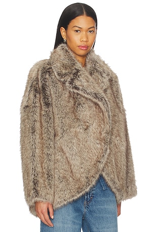 LAMARQUE Lucinda Faux Fur Jacket in Brown