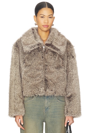 LAMARQUE Nova Faux Fur Jacket in Brown