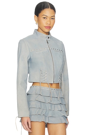 LAMARQUE x REVOLVE Silvina Suede Biker Jacket in Slate