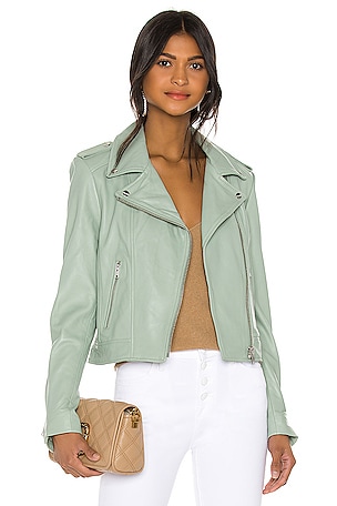 Mint green leather jacket hotsell