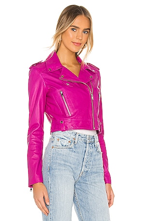 LAMARQUE Ciara Leather Jacket in Fuchsia