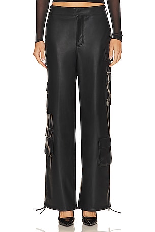 Vortico low-rise wide-leg faux leather pants in black - Aya Muse