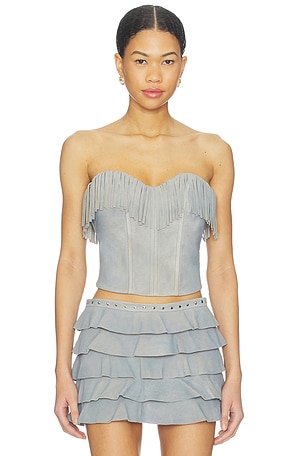 x REVOLVE Gianni Fringed Suede Bustier Top LAMARQUE