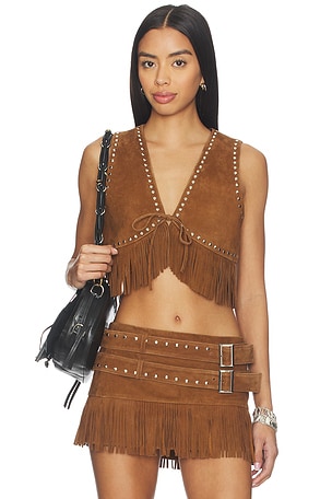 Reina Fringed Suede Vest LAMARQUE